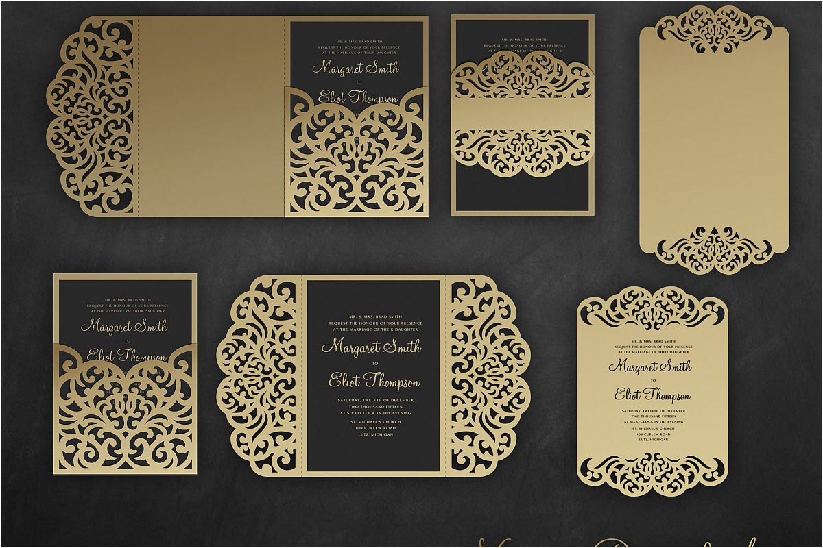 Wedding Invitation Template Cricut Laser Cut Wedding Invitation Set 5×7 Cricut Template