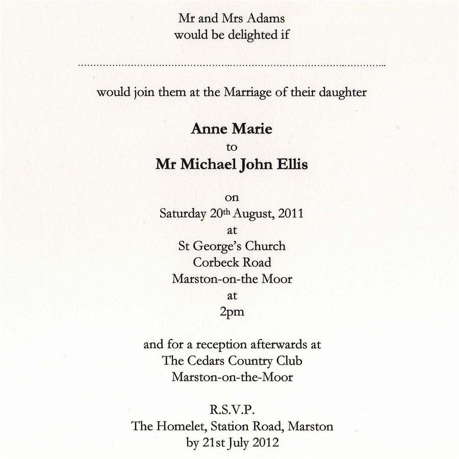 Wedding Invitation Template Deceased Parent Wedding Invitation Wording No Parents