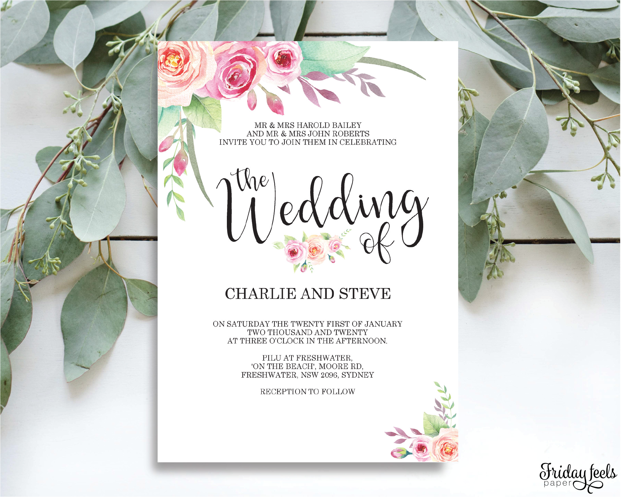 Wedding Invitation Template Editable Floral Wedding Invitation Editable Pdf Template Friday