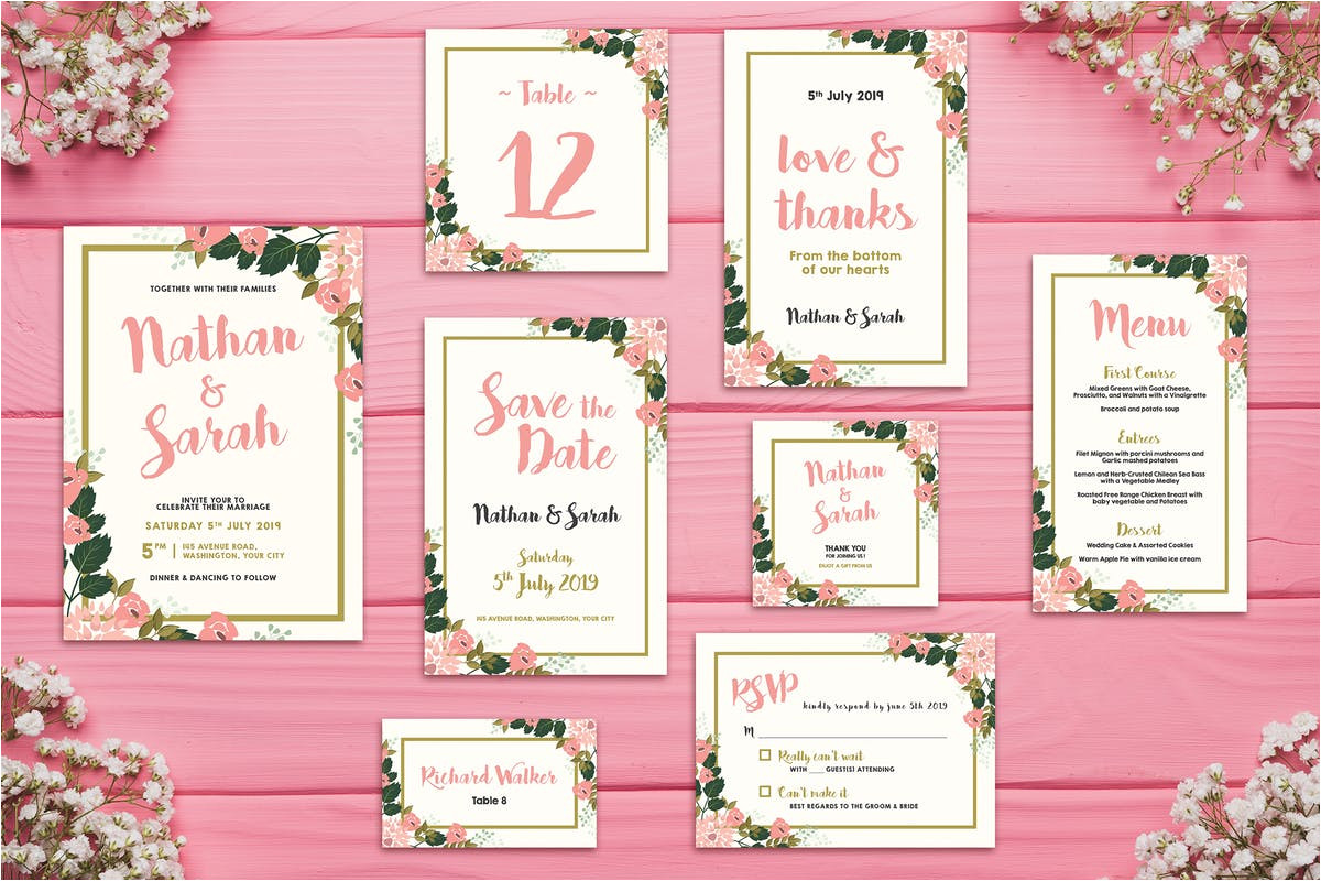 Wedding Invitation Template Envato Floral Wedding Invitation Suite by Itefan On Envato Elements