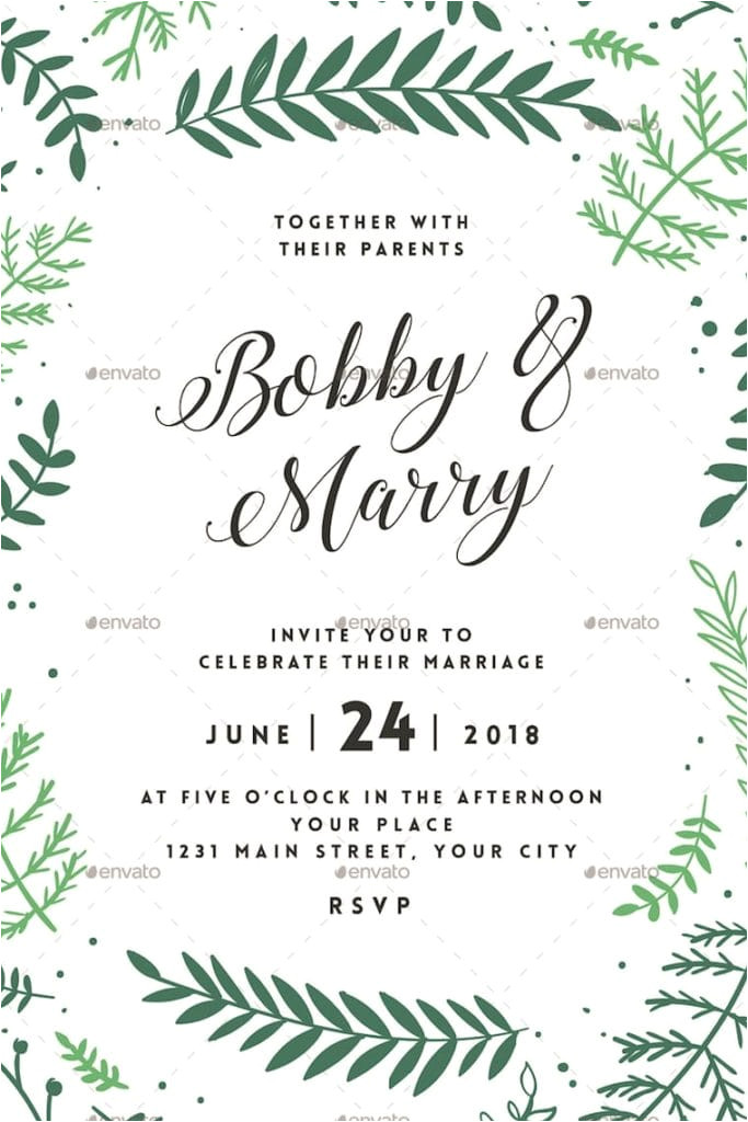 Wedding Invitation Template Envato Greenery and Floral Wedding Invitation Trends for 2017