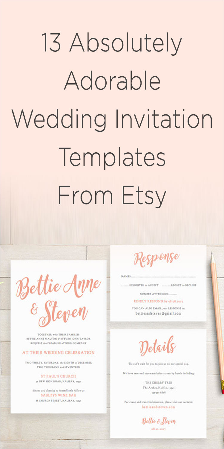 Wedding Invitation Template Etsy 13 Etsy Wedding Invite Templates Weddingmix
