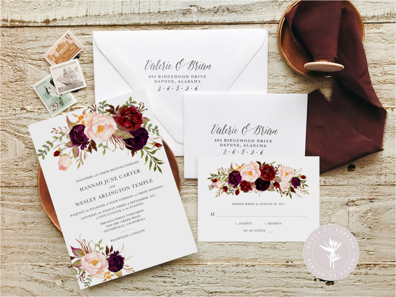 Wedding Invitation Template Etsy Bohemian Wedding Invitation Fall Wedding by Bettylupaperie