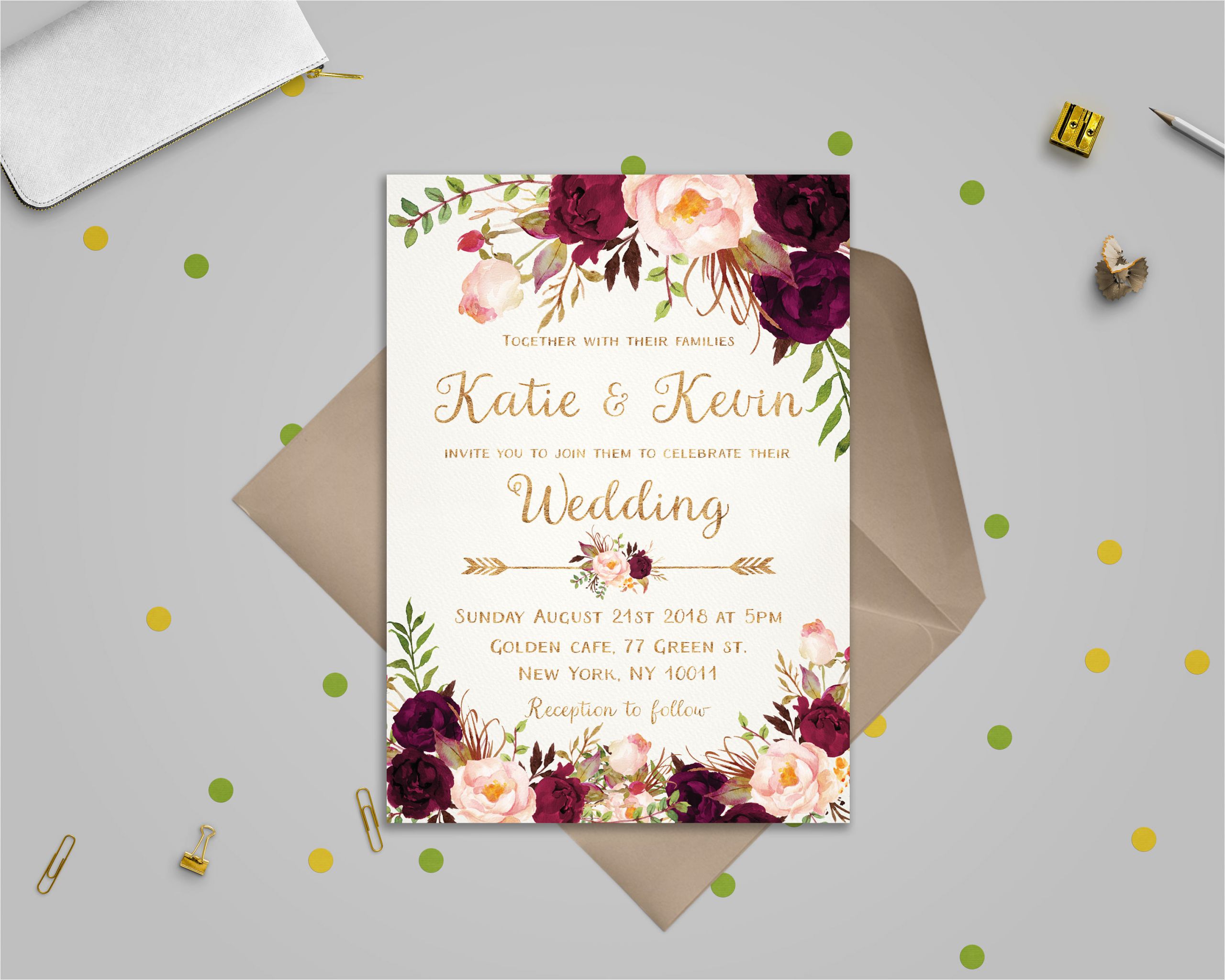 Wedding Invitation Template Etsy Floral Wedding Invitation Template Wedding Invitation