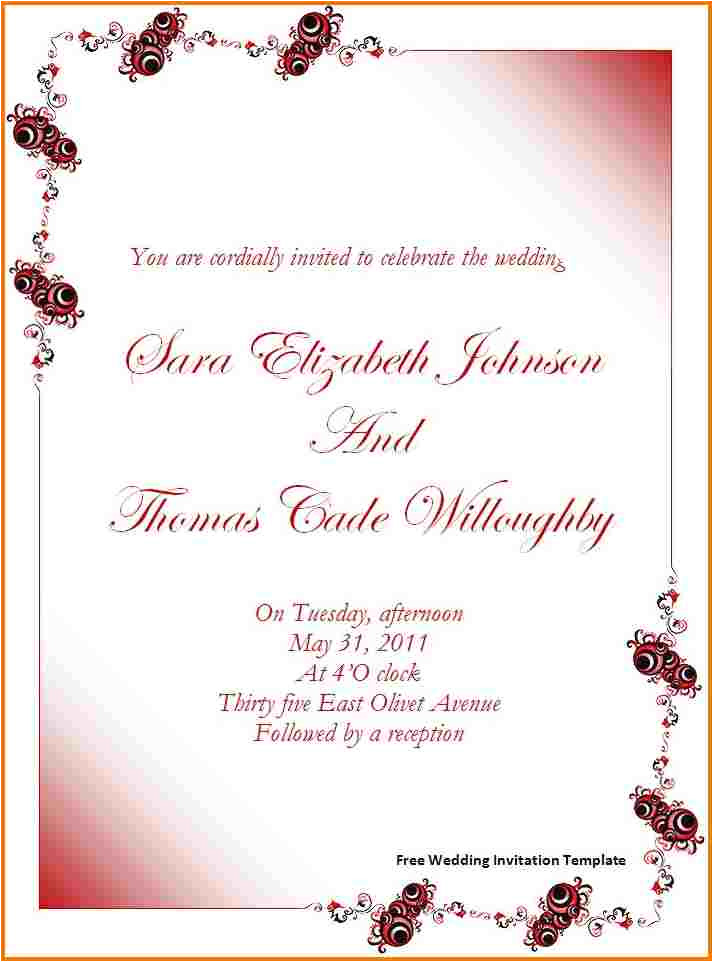 Wedding Invitation Template for Ms Word Free Wedding Invitation Templates for Word Authorization