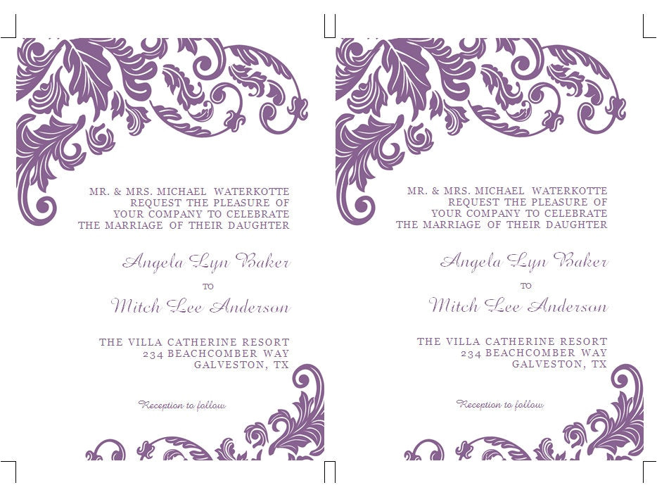 Wedding Invitation Template for Ms Word Items Similar to Printable Ms Word Wedding Invitation