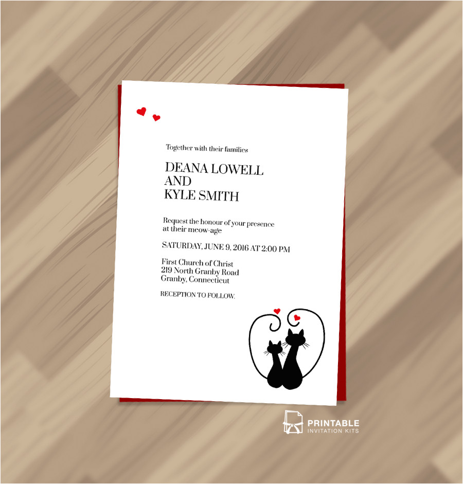 Wedding Invitation Template Free Pdf Free Pdf Cats In Love Wedding Invitation Template