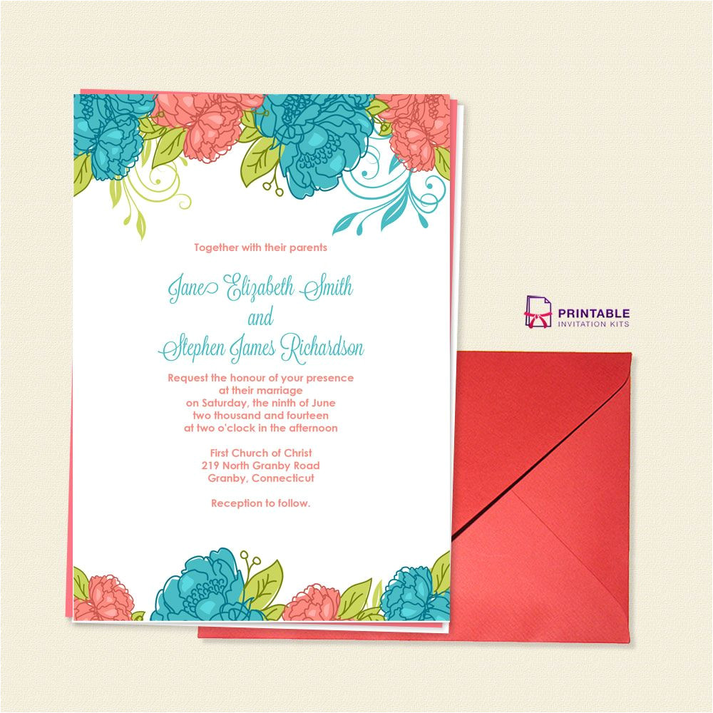 Wedding Invitation Template Free Pdf Free Pdf Download Summer Blooms Wedding Invitation for