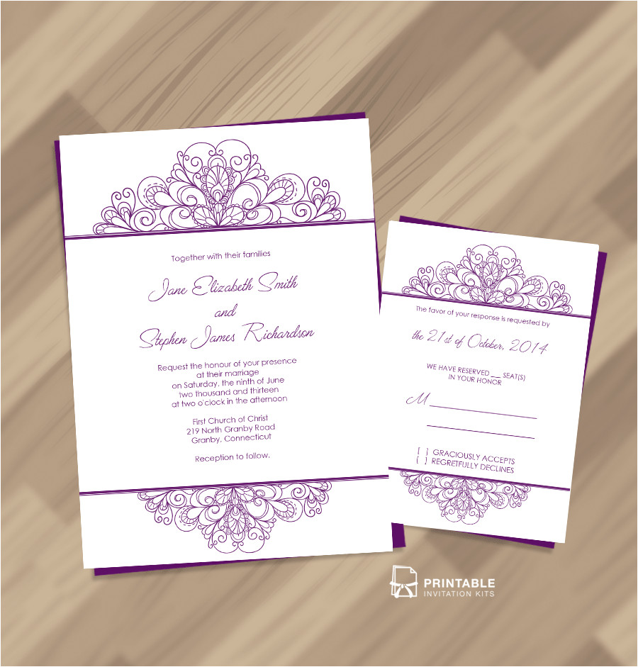 Wedding Invitation Template Free Pdf Free Pdf Downloads Vintage ornamental Header Wedding