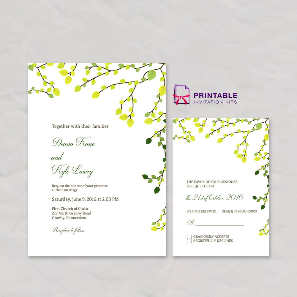Wedding Invitation Template Free Pdf Free Pdf Greenery Invitation and Rsvp Set Free Printable