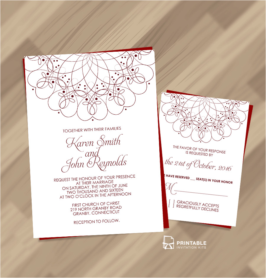 Wedding Invitation Template Free Pdf Free Pdf Spiral ornament Border Wedding Invitation and