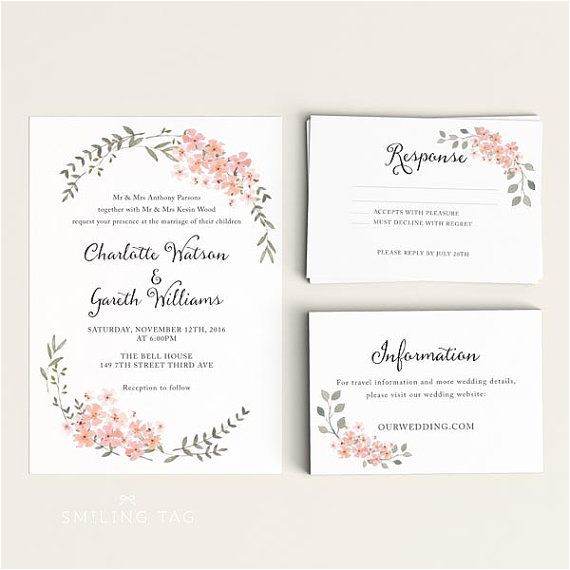 Wedding Invitation Template Free Pdf Printable Wedding Invitation Printable Floral Wedding