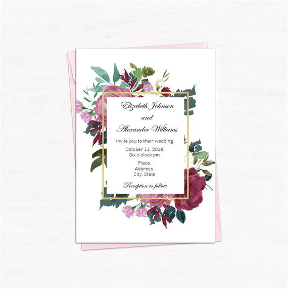 Wedding Invitation Template Hd Floral Wedding Invitation Template Burgundy Wedding Invites