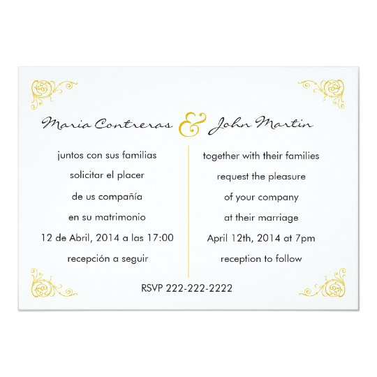 Wedding Invitation Template In English Bilingual English Spanish Wedding Invitation Zazzle Com