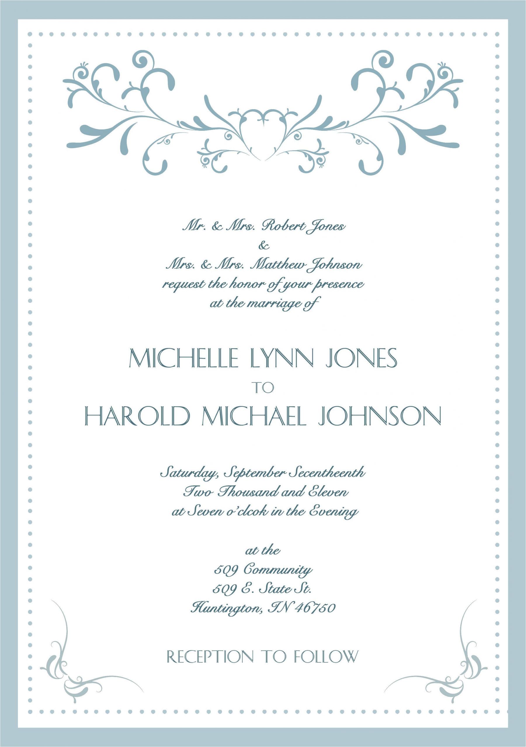 Wedding Invitation Template In English Sample Wedding Invitation Cards In English In 2019
