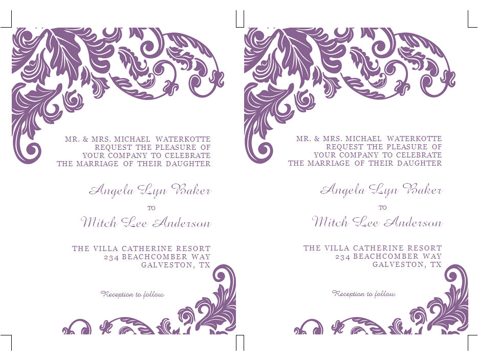 Wedding Invitation Template Microsoft Word Items Similar to Printable Ms Word Wedding Invitation