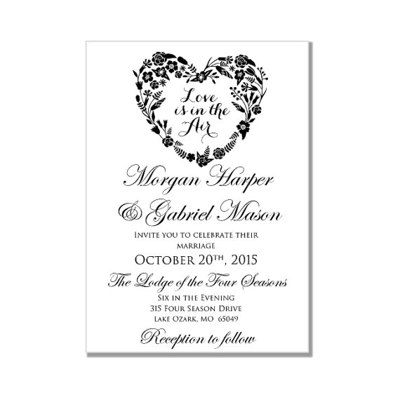 Wedding Invitation Template Microsoft Word Wedding Invitation Template Love is In the Air Heart