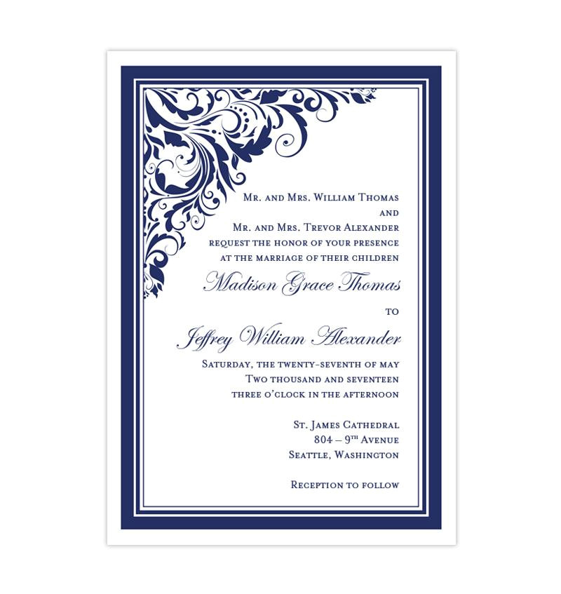 Wedding Invitation Template Navy Blue Brooklyn Wedding Invitation Navy Blue Wedding Template Shop