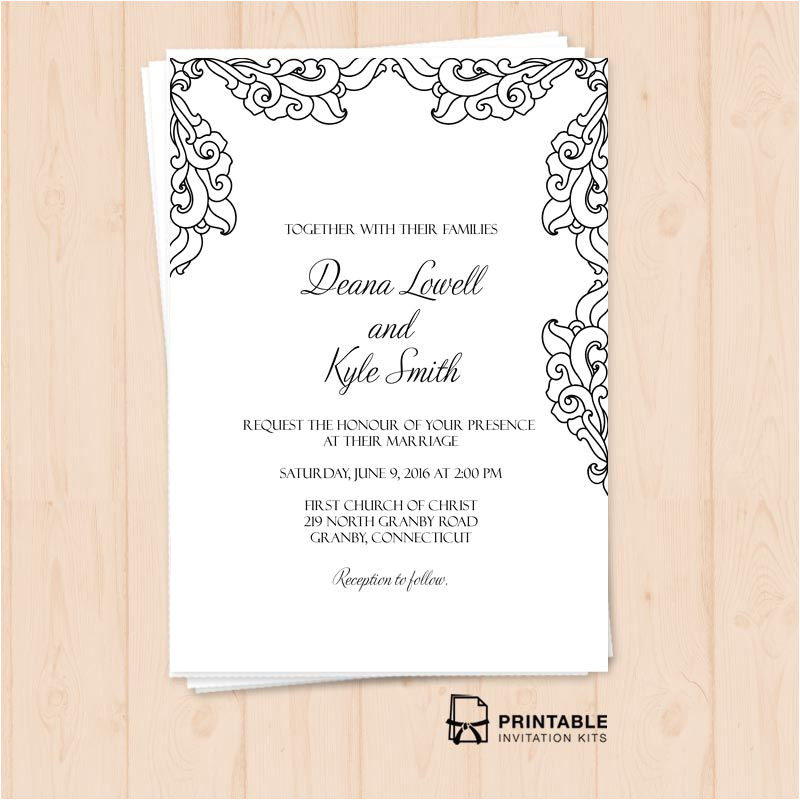Wedding Invitation Template Pdf Free Pdf Vintage Side Border Invitation Printable