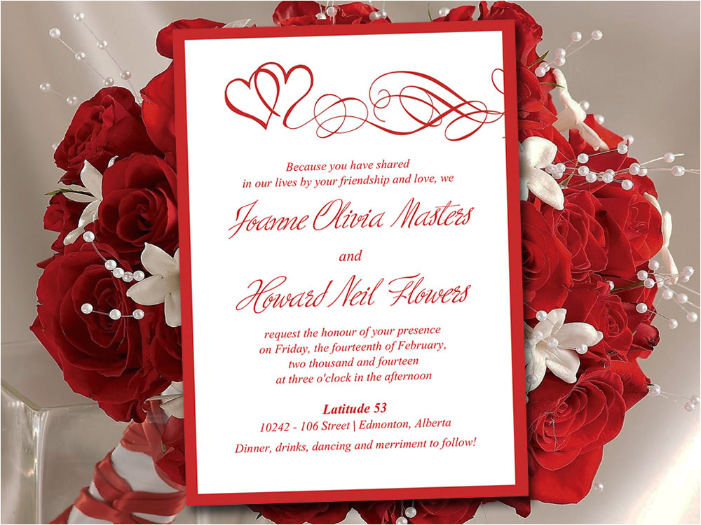 Wedding Invitation Template Red Heart Wedding Invitation Template Red Wedding Invitation