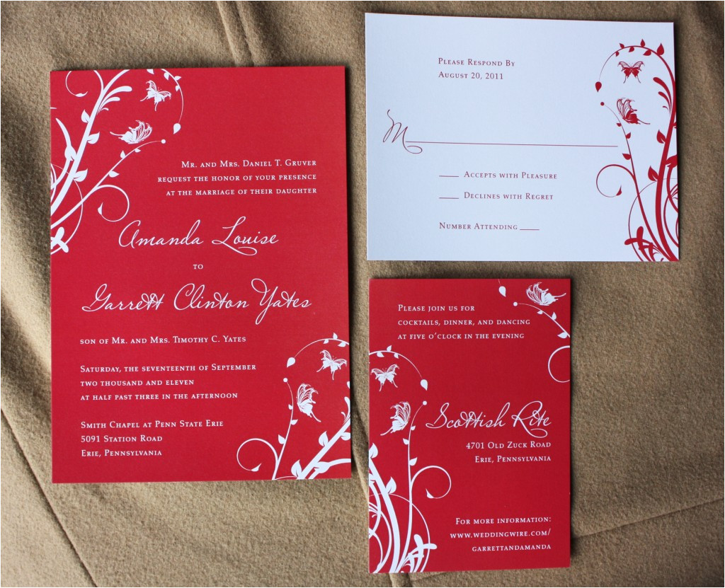Wedding Invitation Template Red Red and White Wedding Invitations