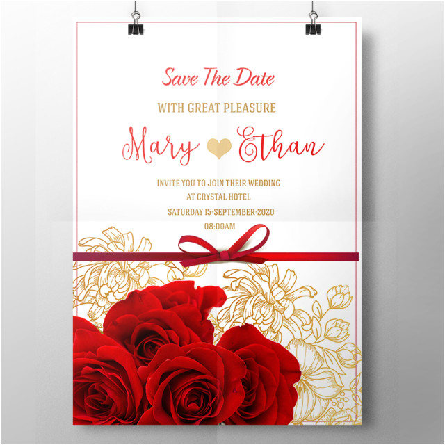 Wedding Invitation Template Red Red Roses Wedding Invitation In 2019 Red Rose Wedding