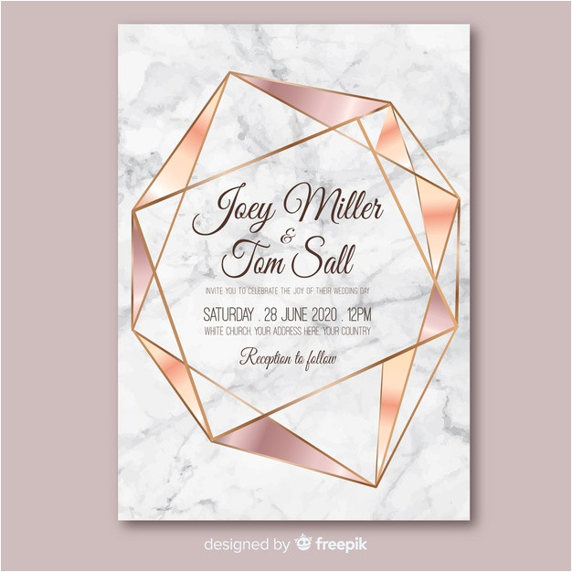 Wedding Invitation Template Rose Gold Rose Gold Geometric Wedding Invitation Template Vector
