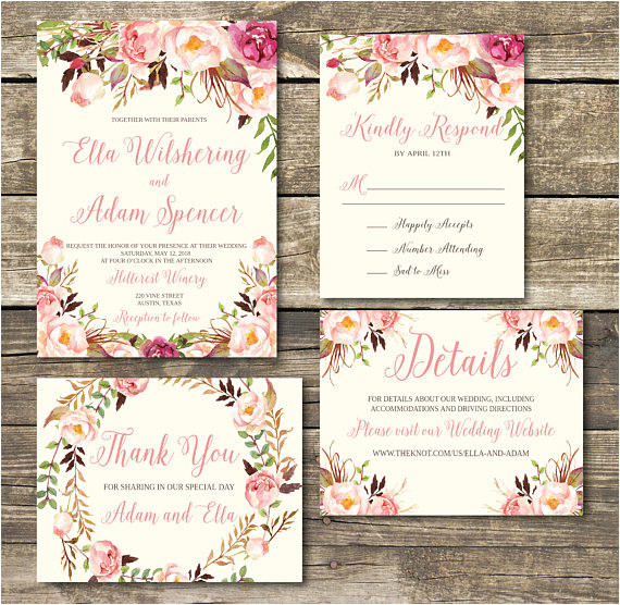 Wedding Invitation Template Rose Gold Rose Gold Printable Wedding Invitation Rose Gold Blush