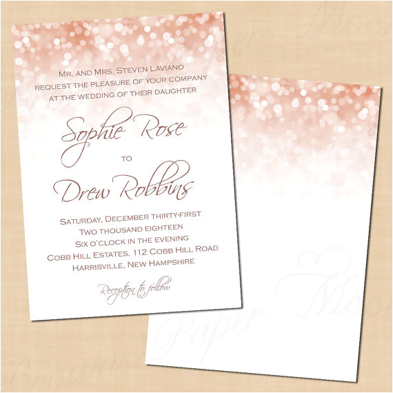 Wedding Invitation Template Rose Gold Rose Gold Sparkles Wedding Invitation 5×7 Portrait