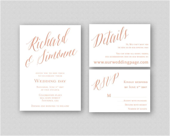 Wedding Invitation Template Rose Gold Rose Gold Wedding Invitation Template Printable Wedding