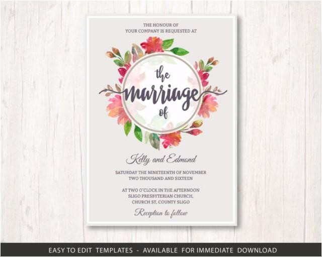 Wedding Invitation Template Set Flowers Wedding Invite Template Set Printable Wedding Wedding Invitation Template Set Flowers Wedding Invite Template Set Printable Wedding