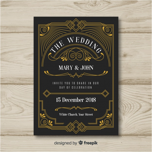 Wedding Invitation Template Vector Graphic Art Deco Wedding Invitation Template Design Vector Free