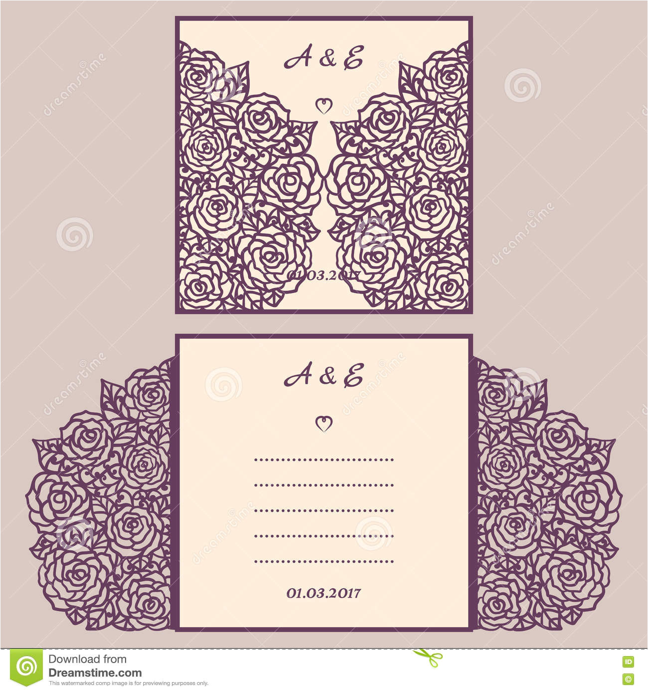 Wedding Invitation Template Vector Graphic Wedding Invitation or Greeting Card with Abstract ornament