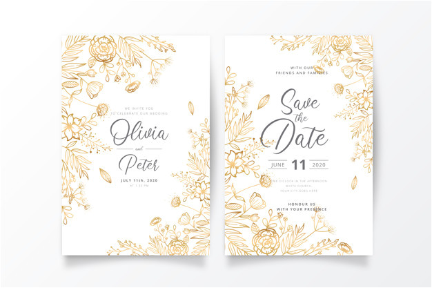 Wedding Invitation Template Vector Graphic Wedding Invitation Template with Golden Nature Vector