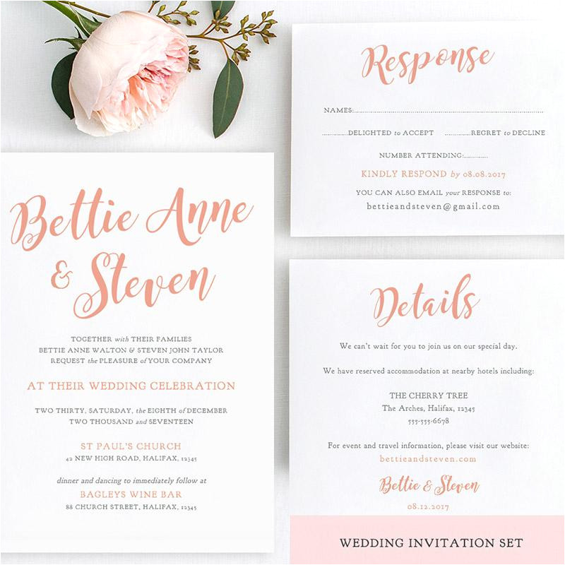 Wedding Invitation Template Website Bettie Printable Wedding Invitation Template Set Connie