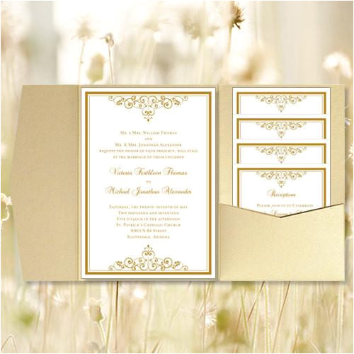 Wedding Invitation Templates 5 X 5 Pocket Fold Wedding Invitations Vintage Gold 5×7 Wedding