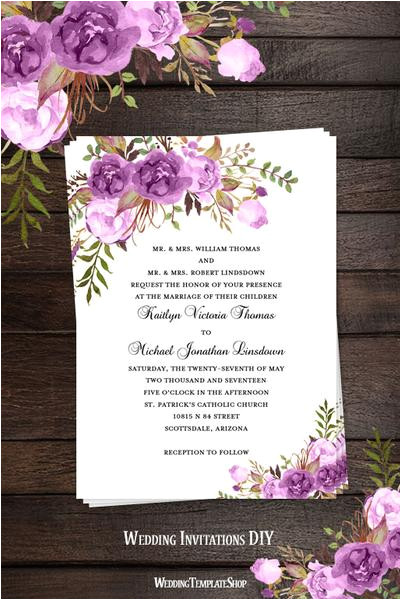 Wedding Invitation Templates Lilac Printable Wedding Invitation Romantic Blossoms Make Your Wedding Invitation Templates Lilac Printable Wedding Invitation Romantic Blossoms Make Your