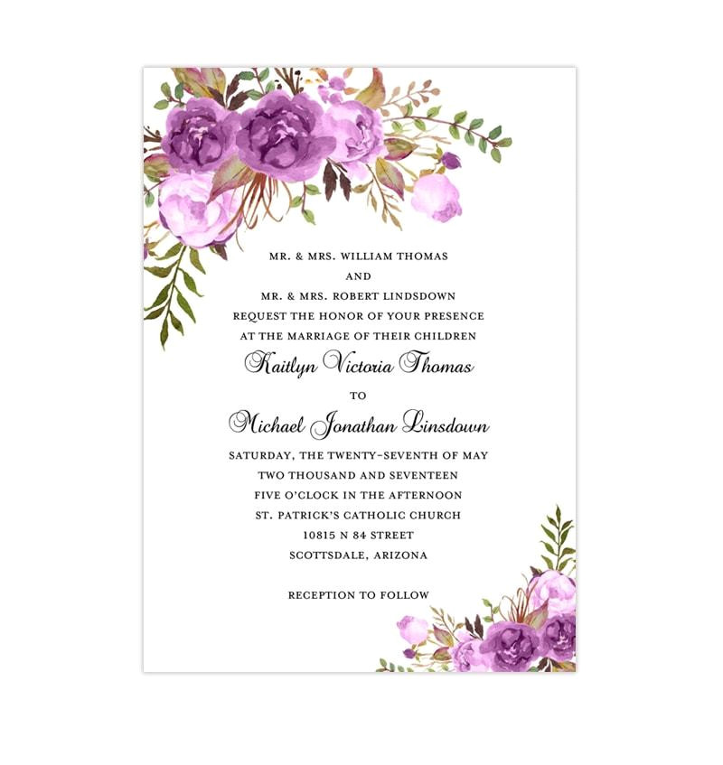 Wedding Invitation Templates Lilac Printable Wedding Invitation Romantic Blossoms Make Your Wedding Invitation Templates Lilac Printable Wedding Invitation Romantic Blossoms Make Your