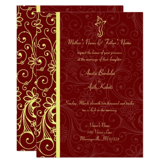 Wedding Invitation Templates Red and Gold Elegant Ganapati Red Gold Wedding Invitations Zazzle Com