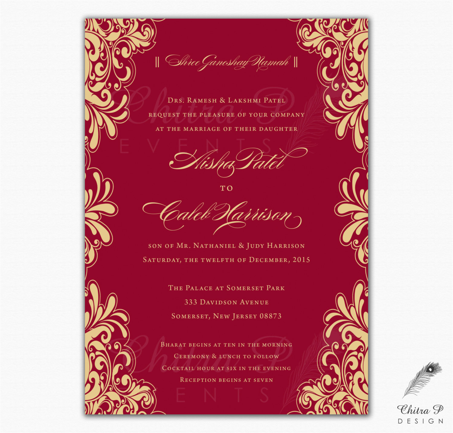 Wedding Invitation Templates Red and Gold Red Gold Wedding Invitations Printed Indian Engagement