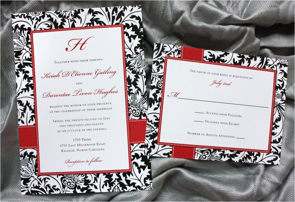 Wedding Invitation Templates Red and White Damask Wedding Invitations