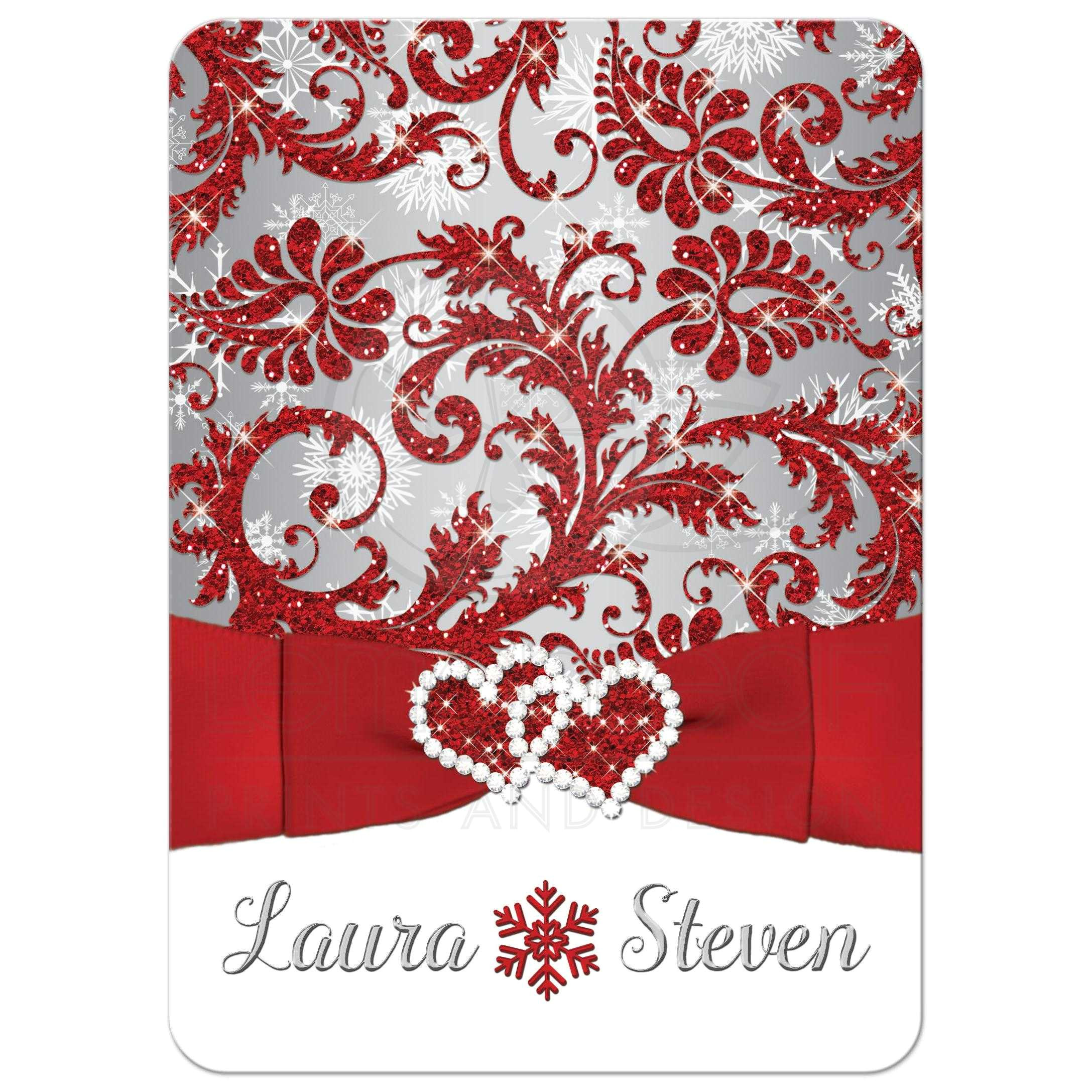 Wedding Invitation Templates Red and White Wedding Invitation Winter Wonderland Red Silver