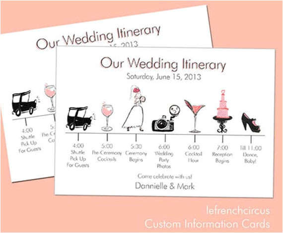 Wedding Invitation Timeline Template Wedding Timeline Itinerary Information Card