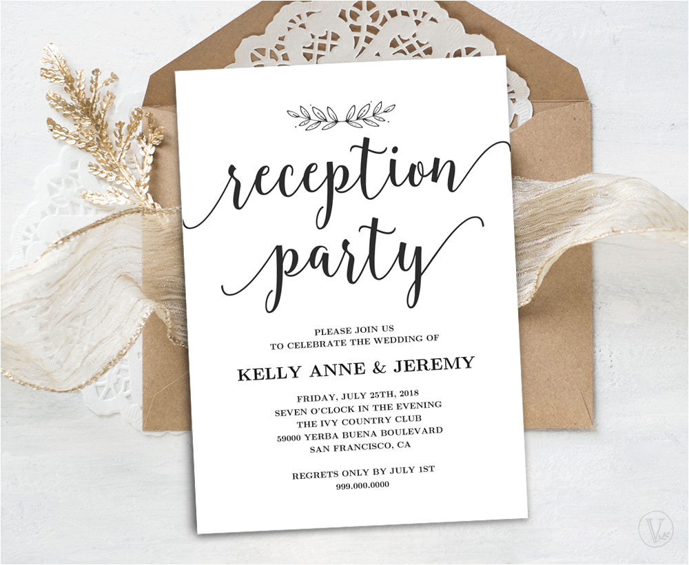 Wedding Reception Invitation Examples Wedding Reception Invitation Printable Reception Party Card