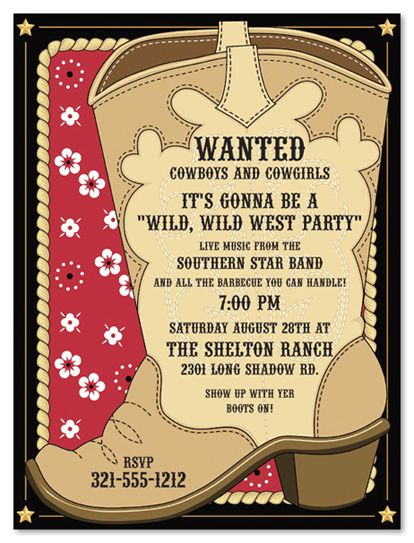 Western Party Invitation Template Cowboy Invitations Template Best Template Collection