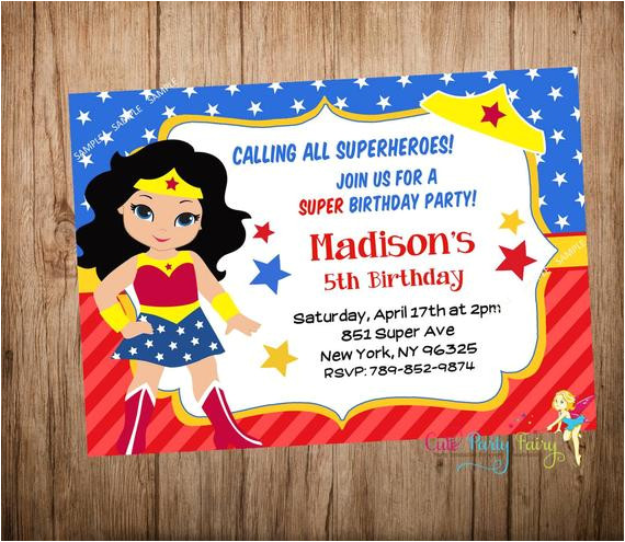 Wonder Woman Birthday Invitation Template Wonder Woman Party Invitation Wonder Woman by Cutepartyfairy