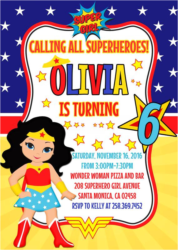 Wonder Woman Party Invitation Template Wonder Woman Invitation Wonder Woman Clipart Birthday Party