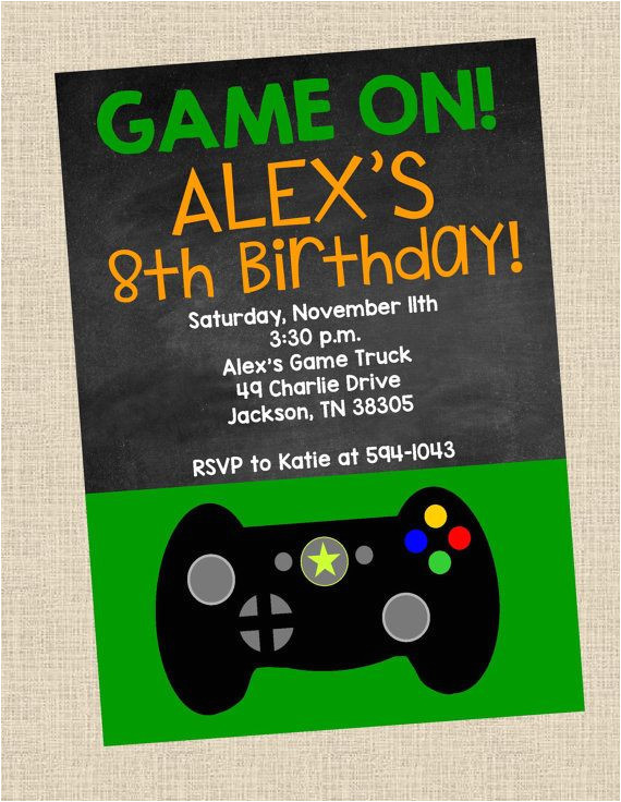Xbox Party Invitation Template Personalized Video Game Birthday Party Printable
