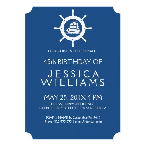 Yacht Party Invitation Template Nautical Boat Wheel Birthday Party Invitation Zazzle