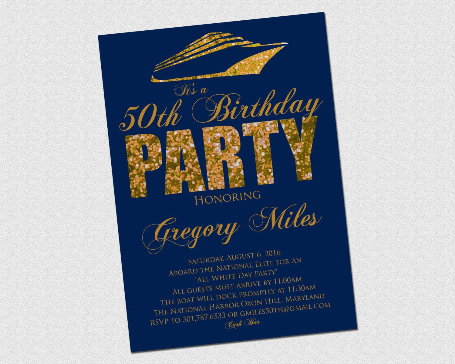 Yacht Party Invitation Template Navy Blue and Gold Boat Party Pink Glitter Birthday